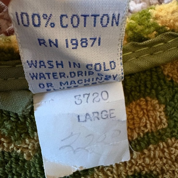 Vintage Robes of California Large Terry Cloth Caftan Green & Gold Fieldcrest EUC - Picture 14 of 14